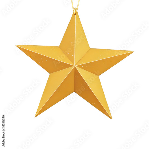 Gold Christmas star  with on transparent background