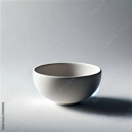 A minimalist white ceramic bowl, showcased on a simple white background
