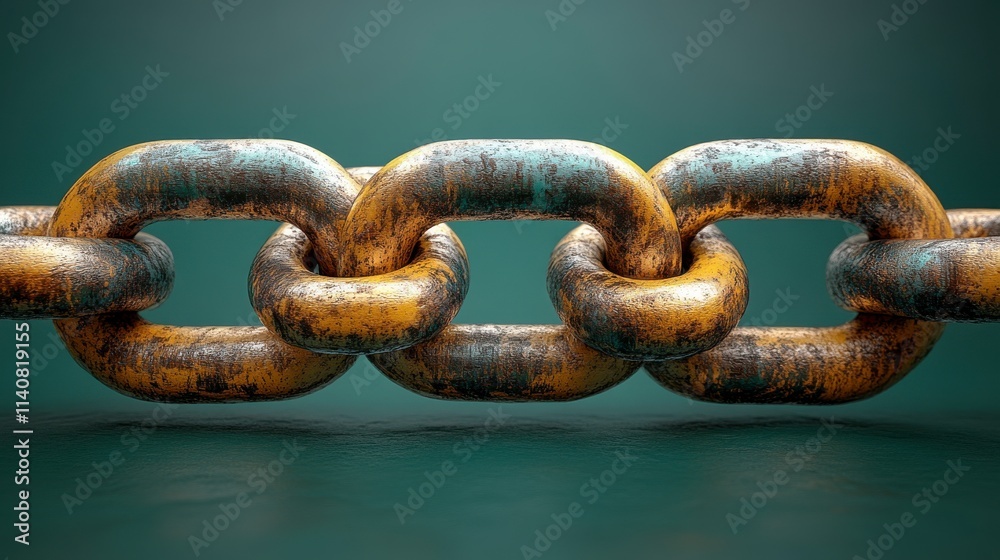 Fototapeta premium Closeup View of an Aged Metal Chain: A Detailed Industrial Design