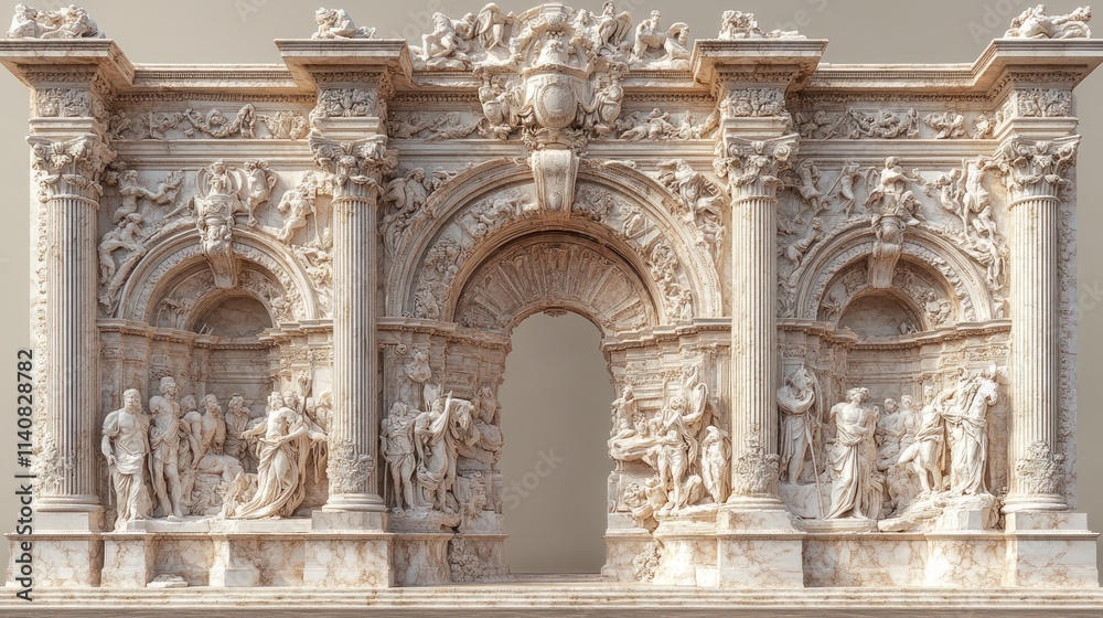 Obraz premium Ornate marble archway, detailed sculptures.