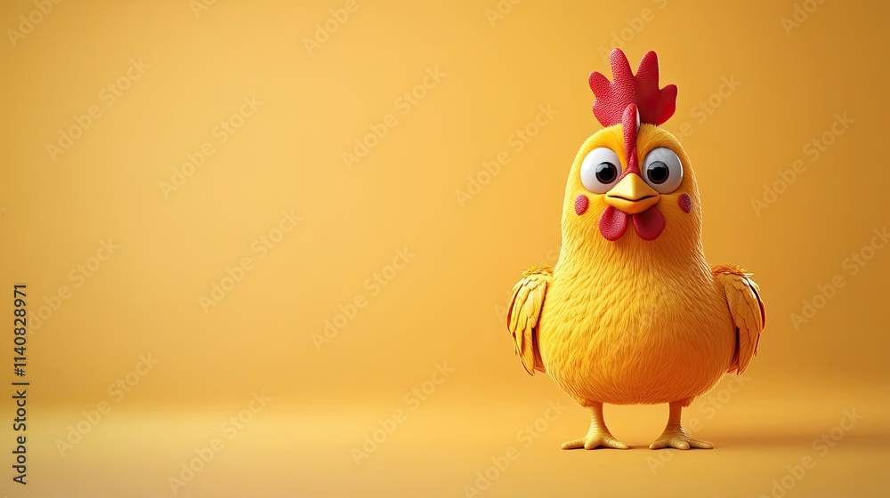Adorable 3D Render of a Cheerful Cartoon Chicken Adorable 3D Render of a Cheerful Cartoon Chicken