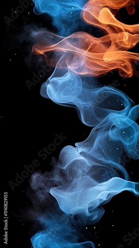 Wallpaper Mural Dynamic red and blue flames blend seamlessly in an abstract smoke explosion, creating a striking visual effect against a dark background Torontodigital.ca