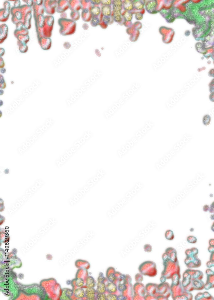 An abstract transparent psychedelic wavy splatter vignette design element overlay. An abstract transparent psychedelic wavy splatter vignette design element overlay.