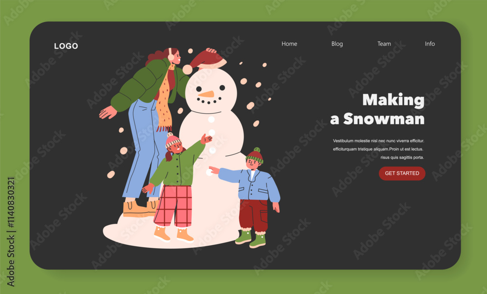 Fototapeta premium Christmas Family. Flat Vector Illustration