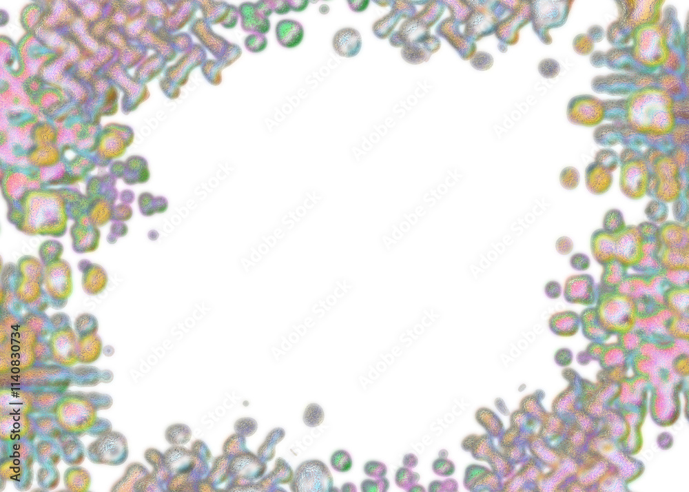 An abstract transparent psychedelic wavy splatter vignette design element overlay. An abstract transparent psychedelic wavy splatter vignette design element overlay.