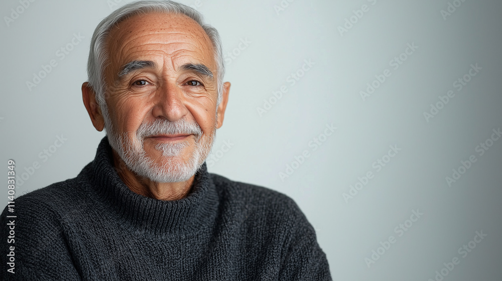 Portrait of a Brazilian senior person inside a studio isolated