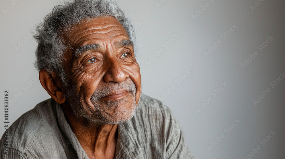 Portrait of a Brazilian senior person inside a studio isolated