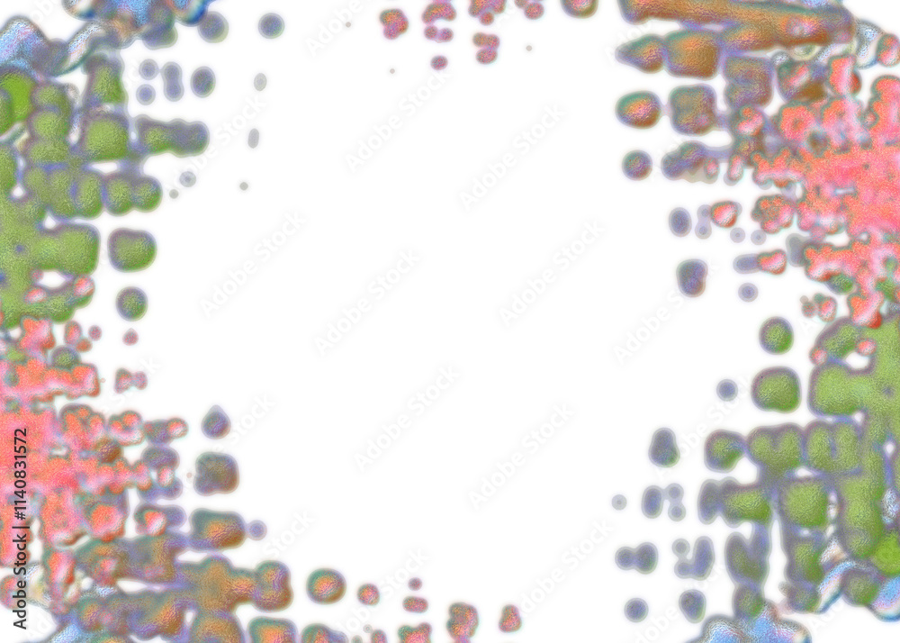 An abstract transparent psychedelic wavy splatter vignette design element overlay. An abstract transparent psychedelic wavy splatter vignette design element overlay.