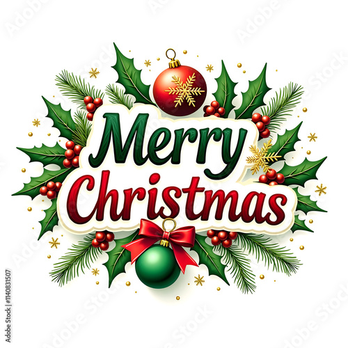 Merry Christmas design for greeting card. Merry Christmas with Various Christmas-themed designs