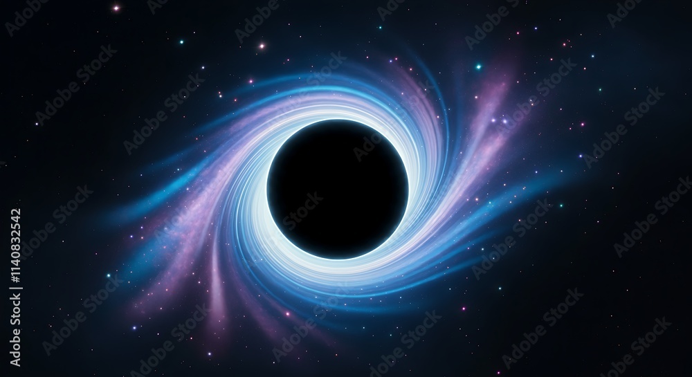 A 3D wallpaper of a cosmic black hole with swirling stars being drawn into its center. A 3D wallpaper of a cosmic black hole with swirling stars being drawn into its center.