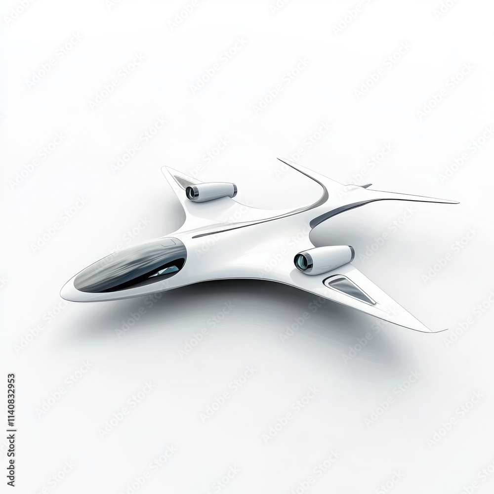 Obraz premium A futuristic concept airplane with a unique shape and innovative wing design on a white background 