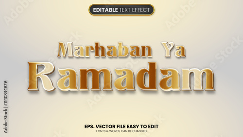 Marhaban ya ramadhan 3d editable text effect premium style