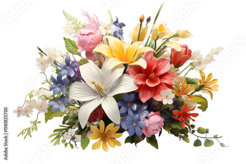 Bouquets of flowers on a transparent background. Flower themes. Floral arrangement. Florist profession. Sale of flowers. Purchase of flowers. PNG. Image for graphic designer. Image for flyers. Cut out