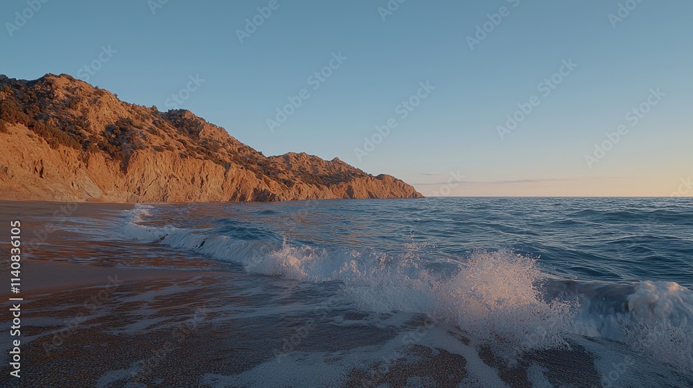 Sunset over ocean cliffs with waves crashing below coastal scenic view serene nature landscape Sunset over ocean cliffs with waves crashing below coastal scenic view serene nature landscape