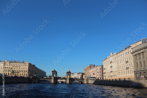 Singer Building, Hermitage Museum Building, Winter Palace, Alexander Column, Palace Square in St. Petersburg, Nevski Prospect, Neva River and tour boats, Peter Pavel Fortress. 
   St.Petersburg Russia