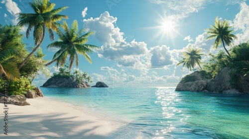 Tropical Paradise Beach: Sun-Kissed Sands and Azure Waters