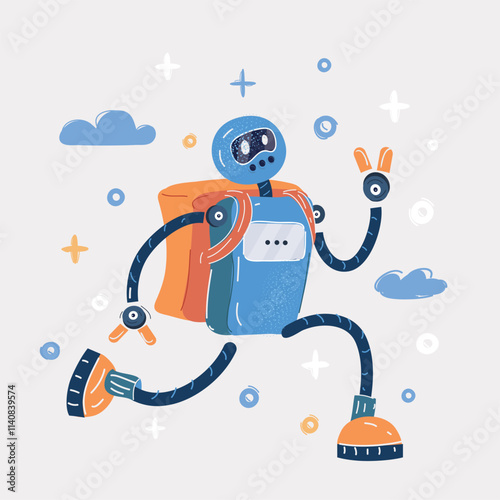 Cartoon vector illustration of Delivery Robot