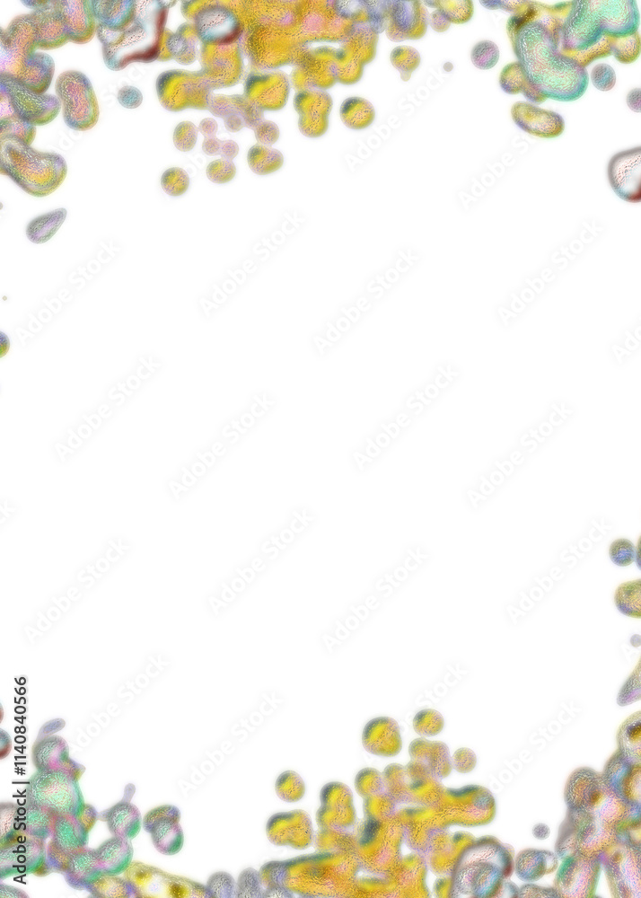 An abstract transparent psychedelic wavy splatter vignette design element overlay. An abstract transparent psychedelic wavy splatter vignette design element overlay.