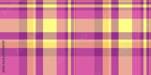 Group plaid seamless texture, colour pattern fabric background. Kind vector textile check tartan in pink and magenta colors.