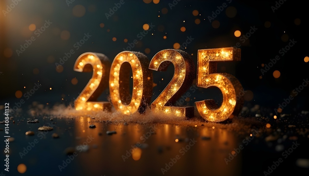 large colour text 2025 with confetti large colour text 2025 with confetti