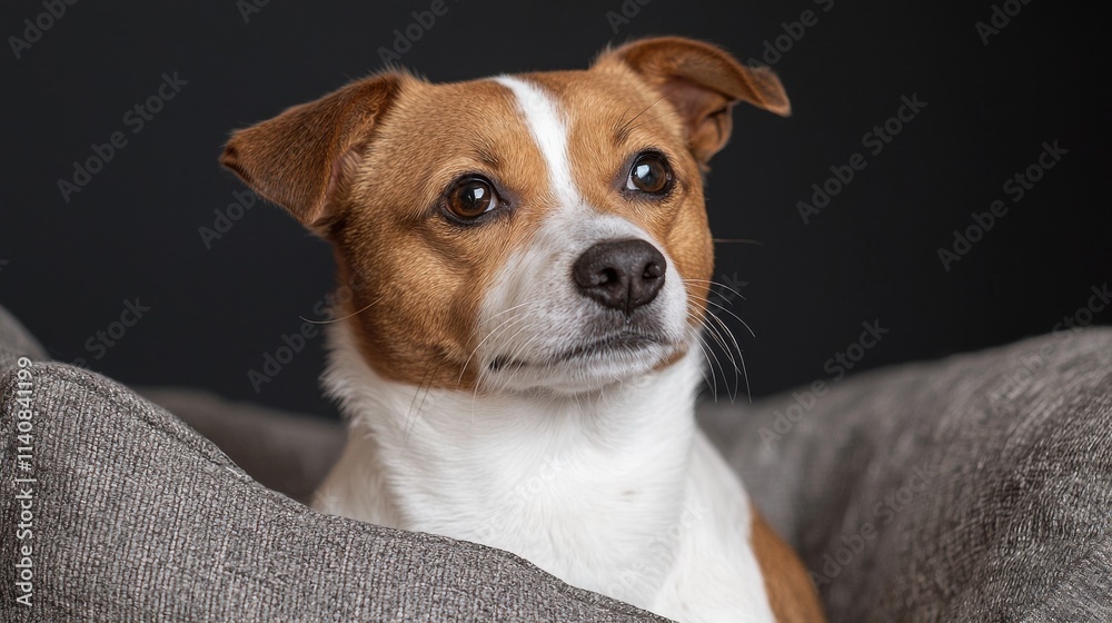 Playful dog portrait in cozy indoor setting high-resolution textures captivating pet Playful dog portrait in cozy indoor setting high-resolution textures captivating pet
