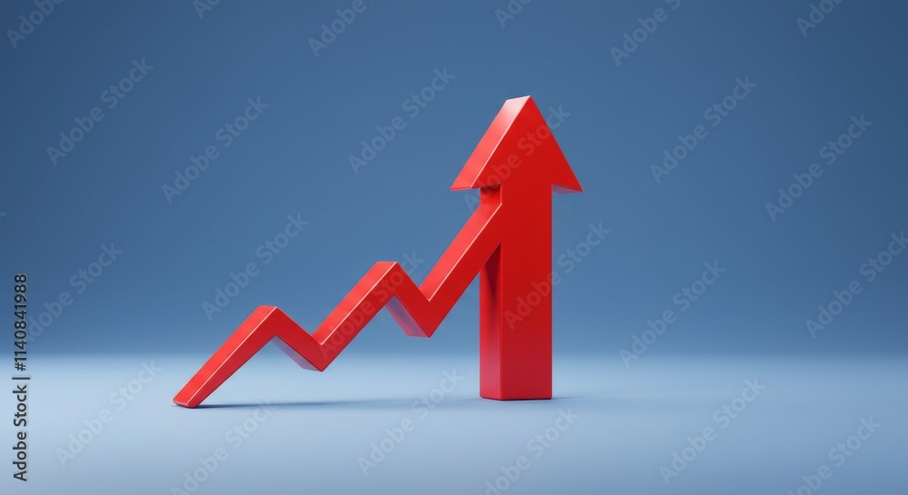 3D red upward arrow, positive, trend, motion, success, upward movement, improvement 3D red upward arrow, positive, trend, motion, success, upward movement, improvement