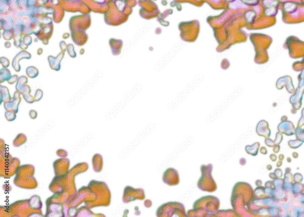 An abstract transparent psychedelic wavy splatter vignette design element overlay. An abstract transparent psychedelic wavy splatter vignette design element overlay.