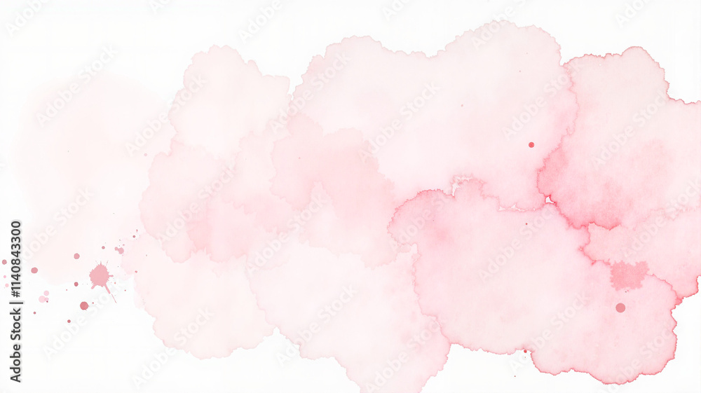 Fototapeta premium Soft pink watercolor clouds on white background
