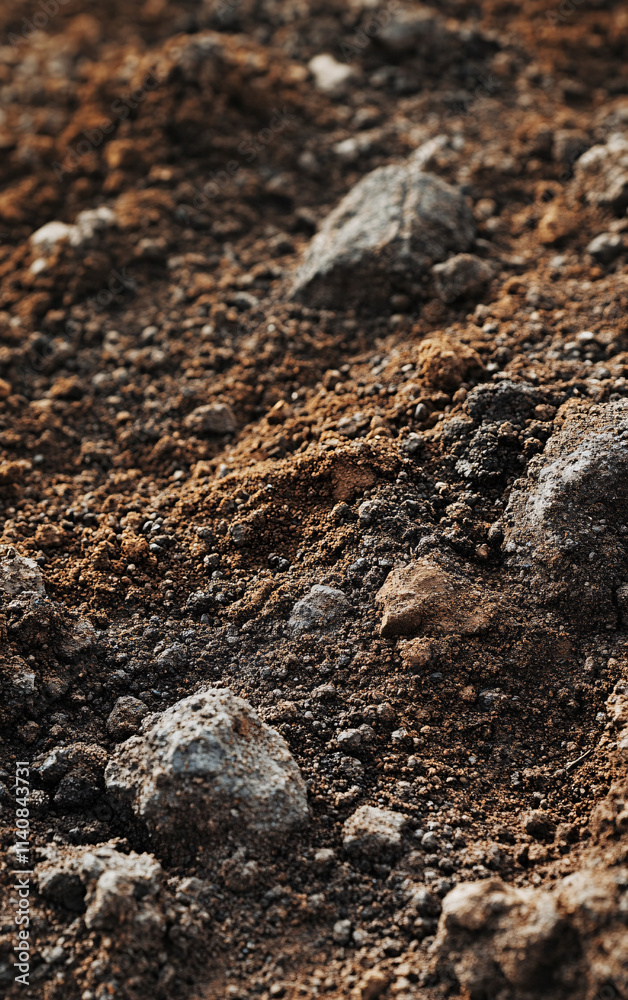 Close-up of rugged and textured mountain soil and rock surfaces, highlighting rough natural patterns, earthy tones, and weathered geological details with brown, gray, and orange variations. Close-up of rugged and textured mountain soil and rock surfaces, highlighting rough natural patterns, earthy tones, and weathered geological details with brown, gray, and orange variations.