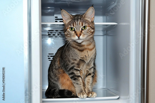 Wallpaper Mural Cat lounging in an open fridge Torontodigital.ca