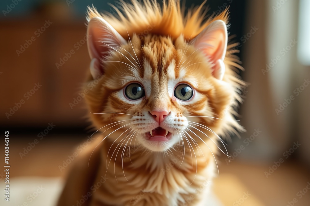ginger kitten wears toy lion mane ginger kitten wears toy lion mane