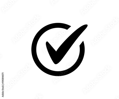 Check mark vector icon. Black check mark in circle vector design and illustration.
