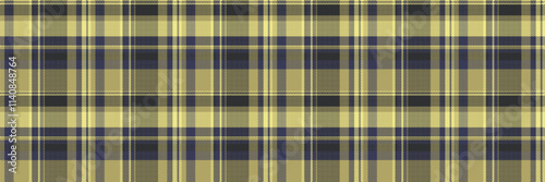 Hunter tartan seamless vector, horizontal background check plaid. Day textile pattern fabric texture in yellow and blue colors.