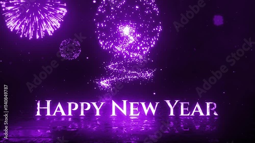 Christmas Tree with Explosion Fireworks, Happy New Year Elegance Background