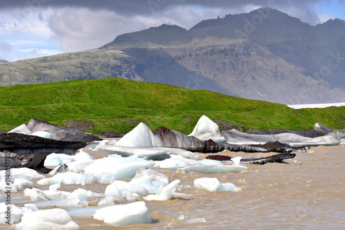 Icebergs at the glacier lagoon Fjallsarlon photo