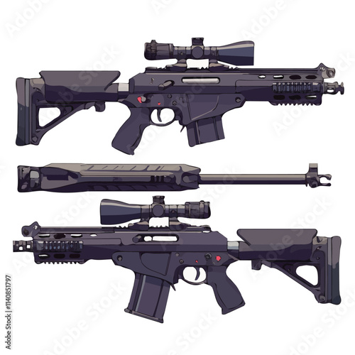 Illustration of a weapon and its equipment