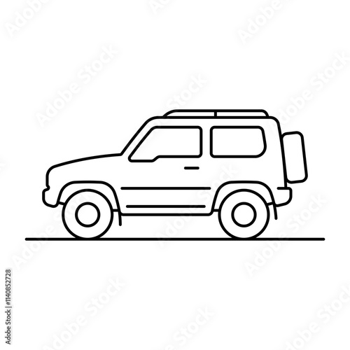 Off-road vehicle icon. Suv. Black outline linear silhouette. Editable strokes. Side view. Vector simple flat graphic illustration. Isolated object on white background. Isolate.