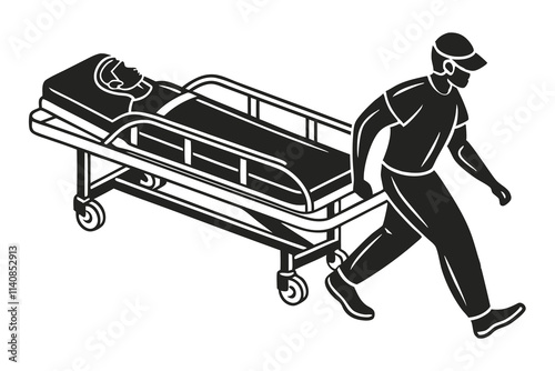 creative stretcher icon concept black color and white background