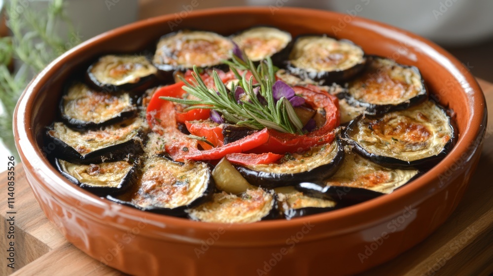 Roasted Eggplant with Rosemary and Red Peppers: A Delicious Mediterranean Dish Roasted Eggplant with Rosemary and Red Peppers: A Delicious Mediterranean Dish