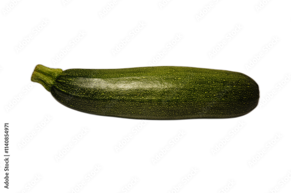 Fresh and Organic Dark Green Zucchini Isolated on White Background