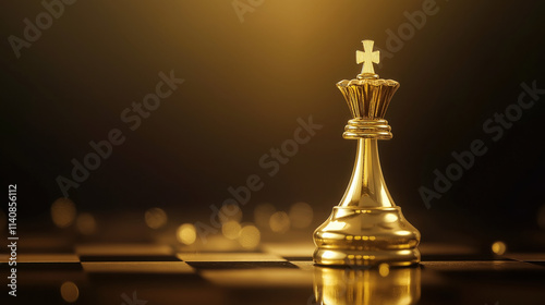 Elegant Golden Chess Piece: A Symbol of Strategy, Power, and Precision photo