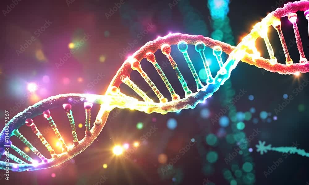 Luminous Rainbow DNA Double Helix