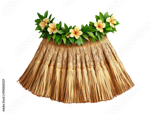 Hula Dance Costume with Grass Skirt and Floral Accessories from Hawaii
