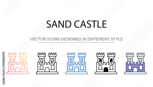 Sand Castle icon design with white background stock illustration