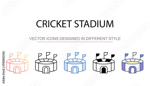 Cricket Stadium icon design with white background stock illustration