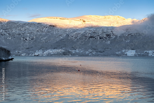 Landscape with fjord and mountains, Norway photo