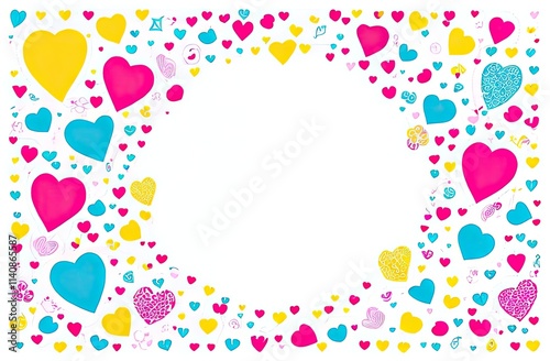 Wallpaper Mural Red love heart pattern illustration. Cute romantic pink hearts background print. Valentine's day holiday backdrop texture, romantic wedding design Torontodigital.ca