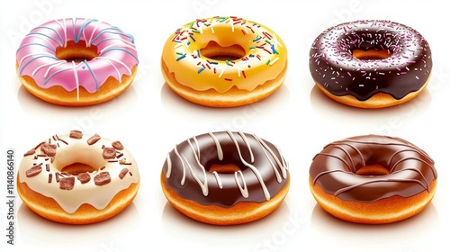 Donut design element set with transparent background in format