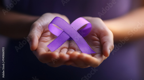 Wallpaper Mural Hand Holding Alzheimer’s Disease Awareness Symbol: A Touch of Support and Hope for Memory Care and Advocacy Torontodigital.ca