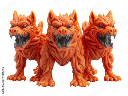 Three-Headed Cerberus Model Crafted from Plasticine Material photo